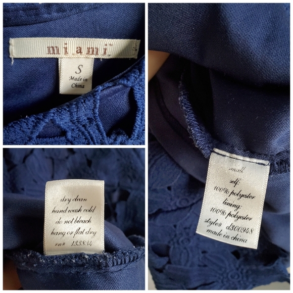 miami by Francesca's Navy Blue Floral Lace Overlay Above-the-knee Sheath Dress - Picture 2 of 16